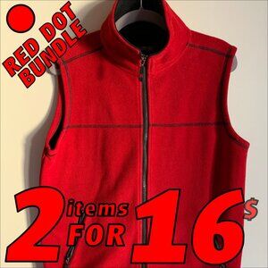 BC Clothing Lined Red Fleece Zip-Up Jacket SMALL